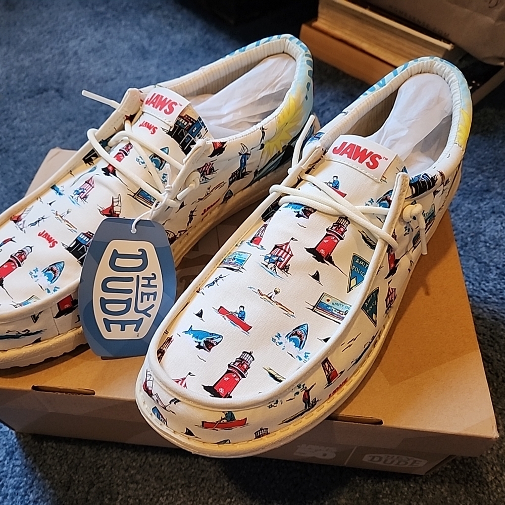Hey Dude Kids Shoes - White with Nautical Print